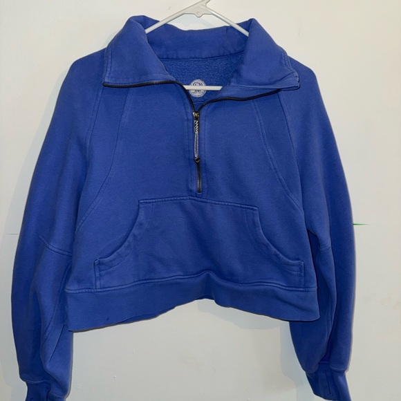 Lululemon Blue Half-Zip Hoodie Cropped Funnel Neck - Picture 1 of 2